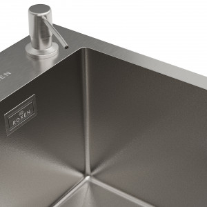 Кухонная мойка Roxen Simple 60х48 сатин (текстурное покрытие) 560220-60-V с коландером и дозатором