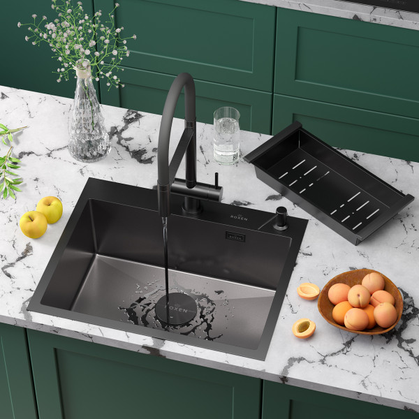 Кухонная мойка Roxen Simple 60х48 PVD графит (текстурное покрытие) 560220-60B-V