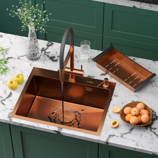 Кухонная мойка Roxen Simple 60х48 PVD бронза (текстурное покрытие) 560220-60BR-V