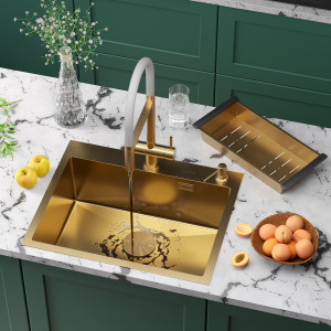 Кухонная мойка Roxen Simple 60х48 PVD золото (текстурное покрытие) 560220-60G-V