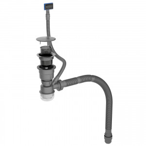 Кухонная мойка Roxen Simple 55x48 см PVD 560220-55B (графит) с коландером, смесителем и дозатором 560104