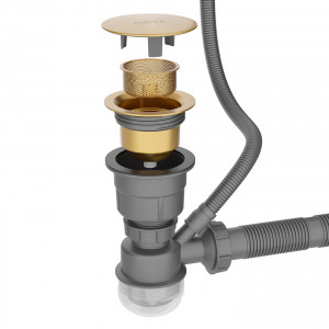 Кухонная мойка Roxen Simple 60 PVD (gold) 60x48 см 560220-60G + дозатор, смеситель и коландер 560150