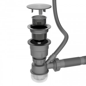 Кухонная мойка Roxen Simple 55x48 см PVD 560220-55B (графит) с коландером, смесителем и дозатором 560104