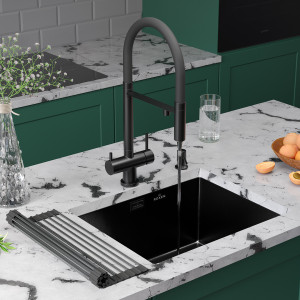 Кухонная мойка Roxen Uno 54х44 PVD оружейная сталь (текстурное покрытие) 560210-54B-GR с ролл-матом и дозатором