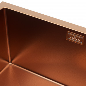 Кухонная мойка Roxen Uno 54х44 PVD бронза (текстурное покрытие) 560210-54BR-V с ролл-матом и дозатором