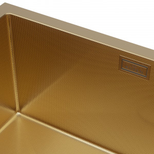 Кухонная мойка Roxen Uno 54х44 зернистое золото (текстурное покрытие) 560210-54G-GR с ролл-матом и дозатором
