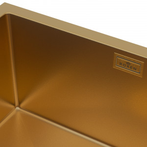 Кухонная мойка Roxen Uno 54х44 PVD золото (текстурное покрытие) 560210-54G-Vс ролл-матом и дозатором