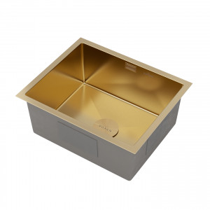Кухонная мойка Roxen Uno 54х44 PVD золото (текстурное покрытие) 560210-54G-Vс ролл-матом и дозатором