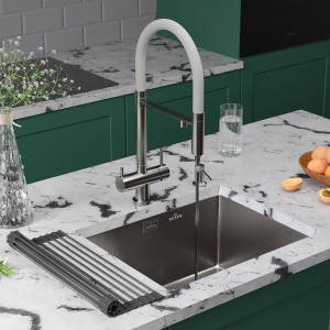 Кухонная мойка Roxen Uno 54х44 зернистый сатин (текстурное покрытие) 560220-54-GR с ролл-матом и дозатором