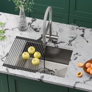 Кухонная мойка Roxen Uno 54х44 сатин (текстурное покрытие) 560210-54-V с ролл-матом и дозатором