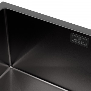 Кухонная мойка Roxen Uno 54х44 PVD графит (текстурное покрытие) 560210-54B-V с ролл-матом и дозатором