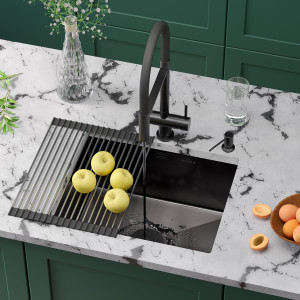 Кухонная мойка Roxen Uno 54х44 PVD графит (текстурное покрытие) 560210-54B-V с ролл-матом и дозатором