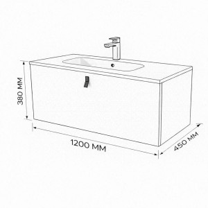 Тумба с раковиной подвесная 120см Terminus Kontur KON101201200001O венге/графит