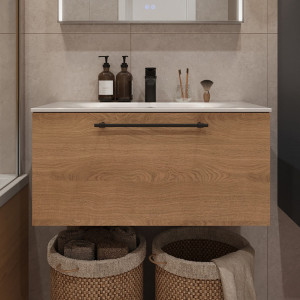 Тумба с раковиной подвесная 80см Terminus Venta VEN10801300001O шпон/дуб