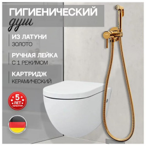 Гигиенический душ со смесителем встраиваемый Hansberge H3099GO золото