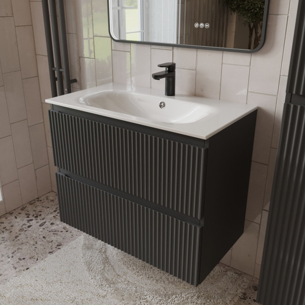 Тумба с раковиной подвесная 80см Terminus Sicilia SIC10802701601O графит