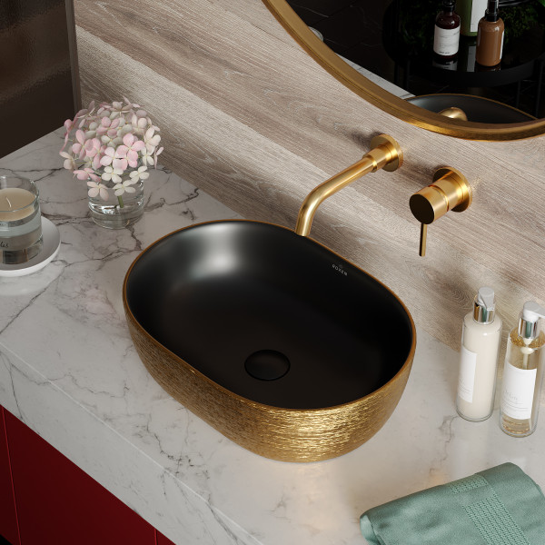 Умывальник Roxen Sandra 570195-BGB 48,5х35 черный-золото