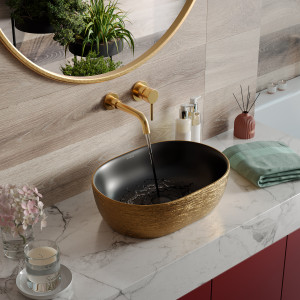 Умывальник Roxen Sandra 570195-BGB 48,5х35 черный-золото