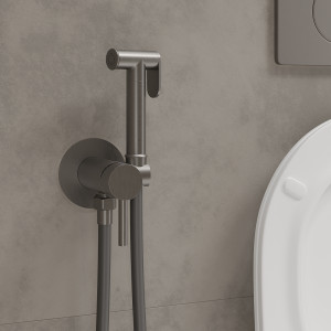 Смеситель встраиваемый Roxen Santi 500940-GM с гигиеническим душем оружейная сталь