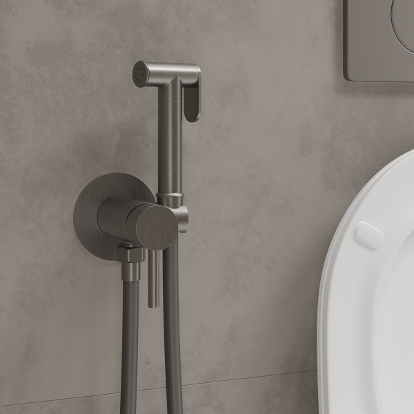 Смеситель встраиваемый Roxen Santi 500940-GM с гигиеническим душем оружейная сталь