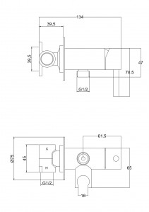 Смеситель встраиваемый Roxen Santi 500940-GM с гигиеническим душем оружейная сталь