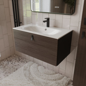 Тумба с раковиной подвесная 80см Terminus Kontur KON10801200001O венге/графит