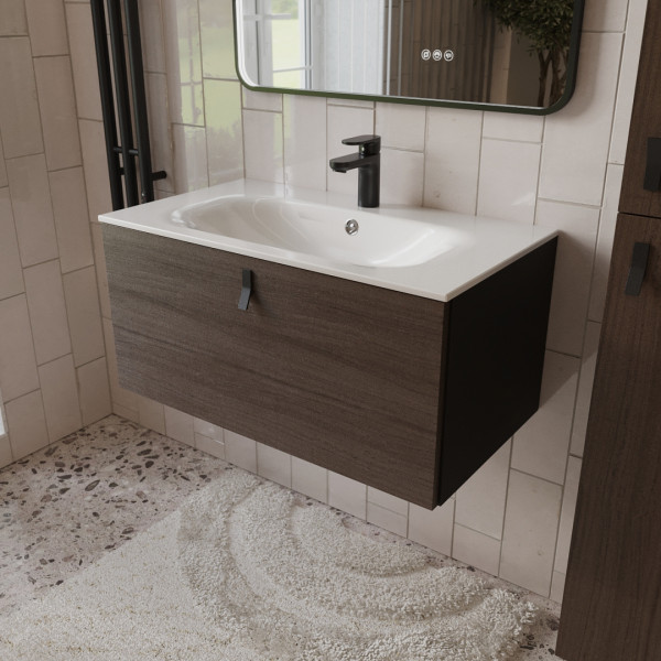 Тумба с раковиной подвесная 80см Terminus Kontur KON10801200001O венге/графит