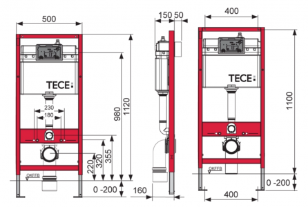 Инсталляция для унитаза Tece 9.400.407 (без кнопки смыва)