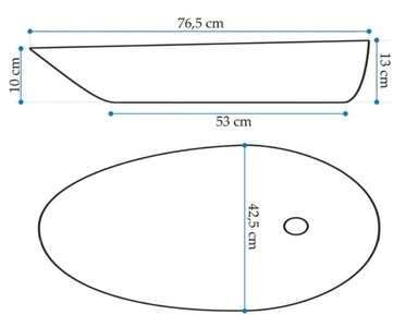 Накладной умывальник Rea Greta 75 U1500 76,5х42,5