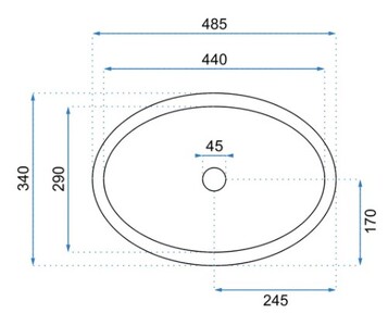 Накладной умывальник Rea Linda Granit matt U8567 48,5х34