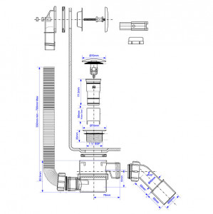 Сифон для ванны McAlpine HC2600CLSN, клик-клак, цвет сатин