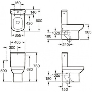 Чаша для унитаза Roca Dama Senso Compacto 342518000 35,5x60, двойной выпуск