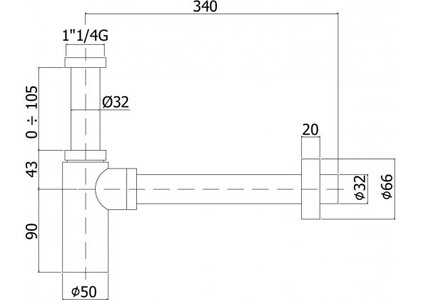 Сифон с подключением 1-1/4 Paffoni ZACC240ST (никель)