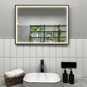 Зеркало Roxen Sigma 80x70 в черной алюминиевой раме