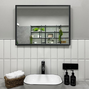 Зеркало Roxen Sigma 80x70 в черной алюминиевой раме
