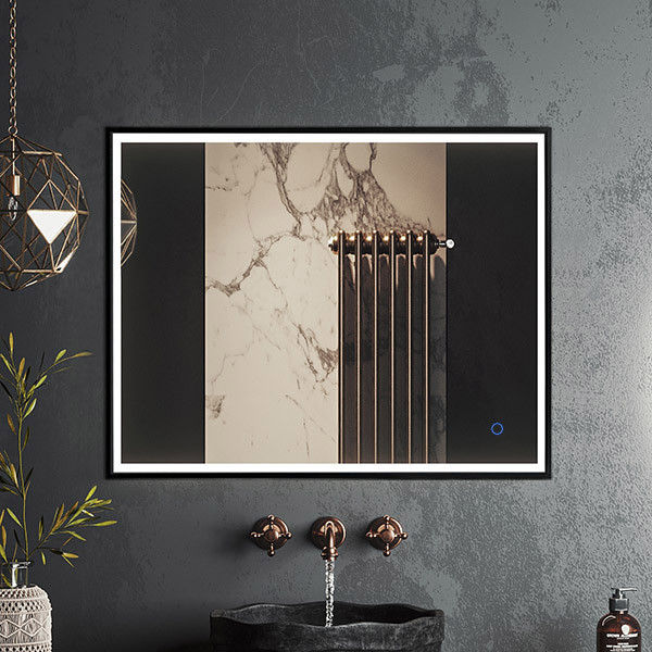 Зеркало Roxen Sigma 90x70 в черной алюминиевой раме