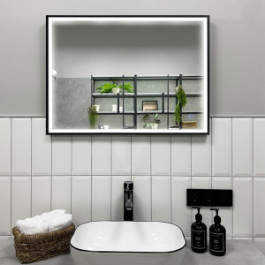 Зеркало Roxen Sigma 90x70 в черной алюминиевой раме