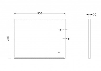 Зеркало Roxen Sigma 90x70 в черной алюминиевой раме