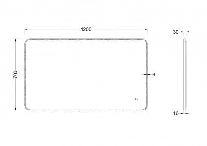 Зеркало Roxen Simon Long 120x70 в алюминиевой раме оружейная сталь