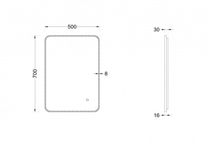 Зеркало Roxen Simon 50x70 в алюминиевой раме оружейная сталь