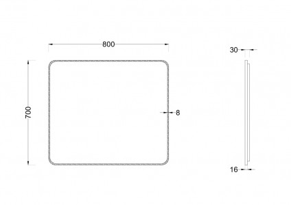 Зеркало Roxen Simon 80x70 в черной алюминиевой раме