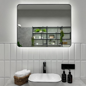 Зеркало Roxen Simon 80x70 в алюминиевой раме оружейная сталь