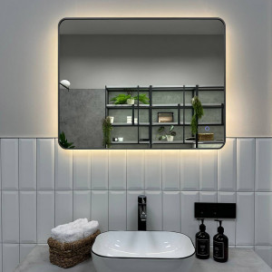 Зеркало Roxen Simon 80x70 в алюминиевой раме оружейная сталь