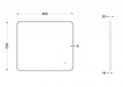 Зеркало Roxen Simon 80x70 в алюминиевой раме оружейная сталь