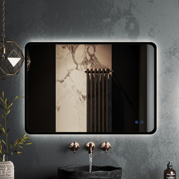 Зеркало Roxen Simon 90x70 в черной алюминиевой раме