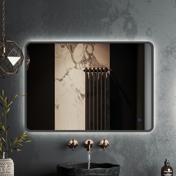 Зеркало Roxen Simon 90x70 в алюминиевой раме оружейная сталь