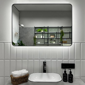 Зеркало Roxen Simon 90x70 в алюминиевой раме оружейная сталь