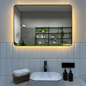 Зеркало Roxen Simon 90x70 в алюминиевой раме оружейная сталь