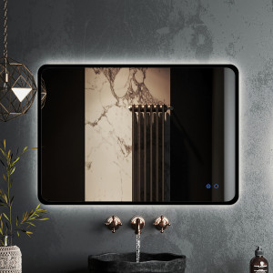 Зеркало Roxen Simon 90x70 в алюминиевой раме оружейная сталь