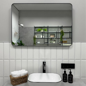 Зеркало Roxen Simon 90x70 в алюминиевой раме оружейная сталь